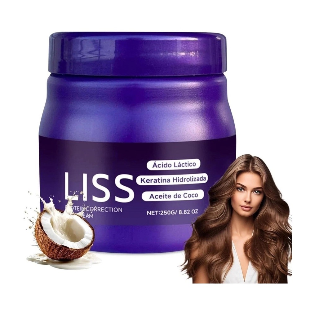 Liss Protein Correcting Cream 8.82 oz. Hair Straightener  With Brush Sealed